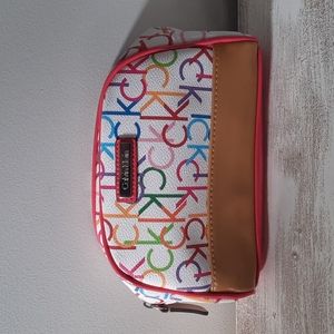 White Rainbow Monogram Calvin Klien Makeup Bag